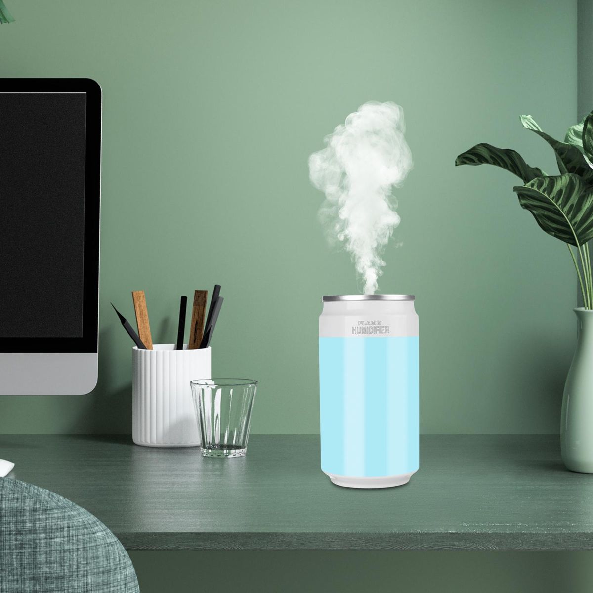 Humidifier USB Flame Waterless Auto Shut Off Mist Diffuser Green