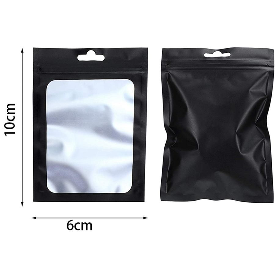 200 Pieces Resealable Food Storage Bags with Clear Window Coffee Beans Packaging Pouch for Food Self Sealing Storage Supplies (Black, 2.4 x 4 Inch)