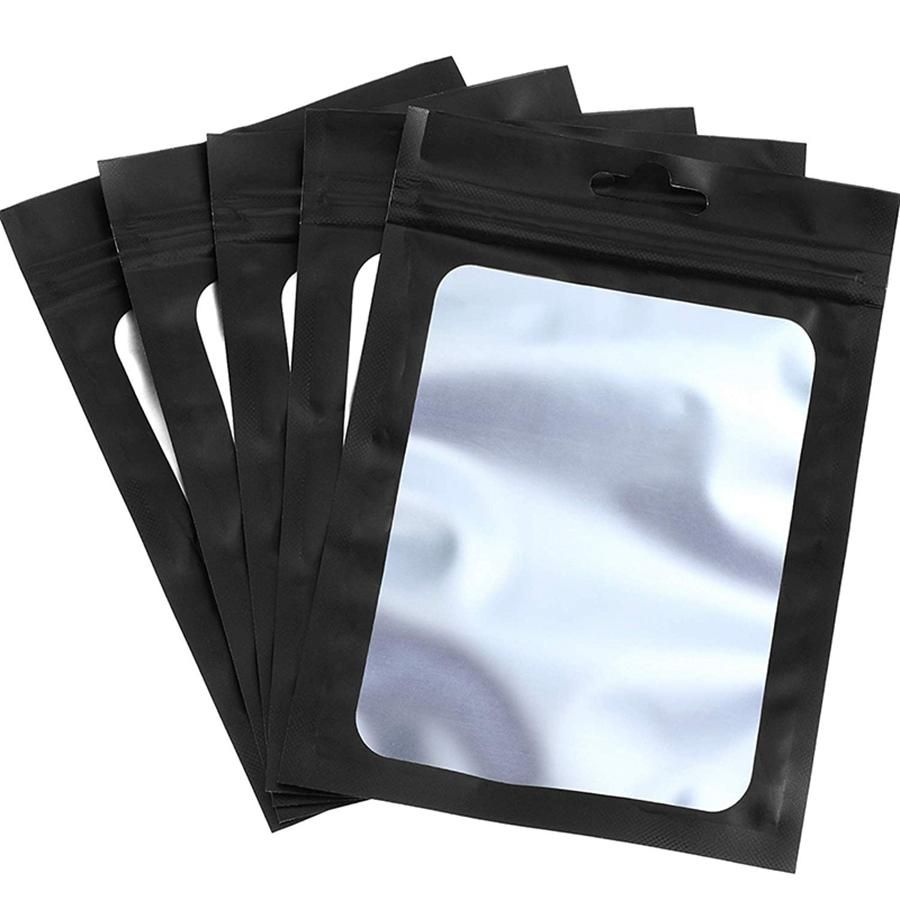 200 Pieces Resealable Food Storage Bags with Clear Window Coffee Beans Packaging Pouch for Food Self Sealing Storage Supplies (Black, 2.4 x 4 Inch)