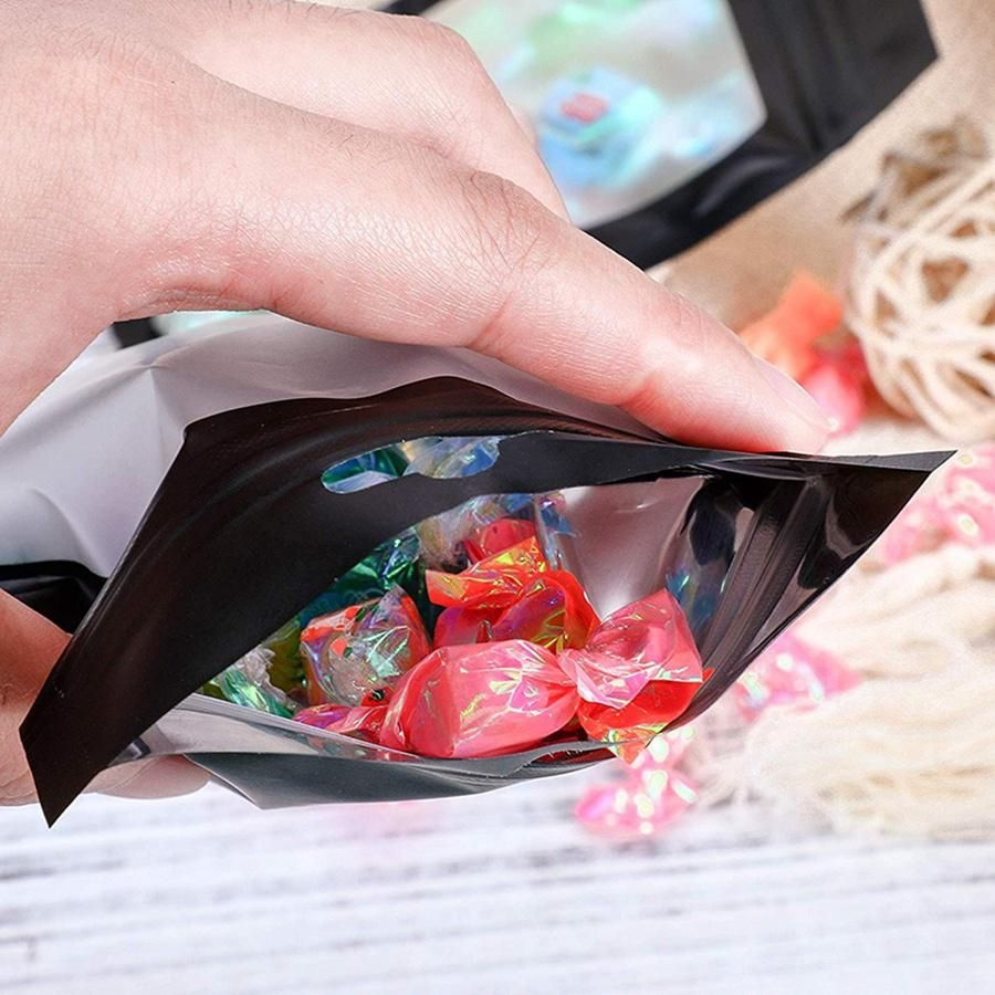200 Pieces Resealable Food Storage Bags with Clear Window Coffee Beans Packaging Pouch for Food Self Sealing Storage Supplies (Black, 2.4 x 4 Inch)
