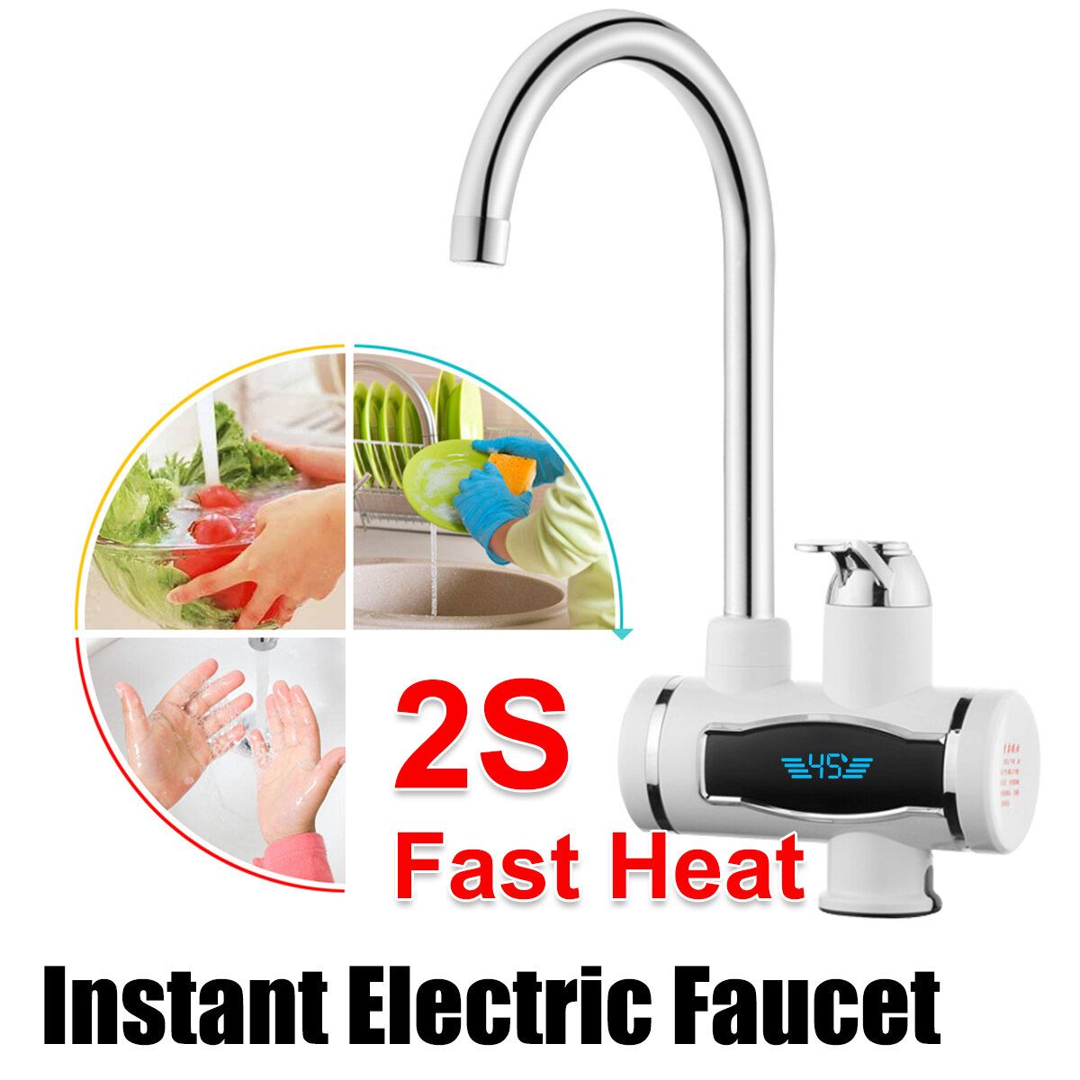 Electric Faucet Tap Hot Water Heater Instant For Home Bathroom Kitchen Boat Us