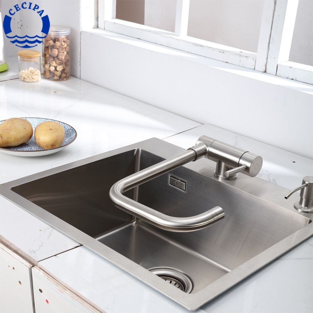 Front Window Folding Kitchen Faucet Stainless Steel 360​​° Rotation Kitchen Sink Wash Basin  And Cold Mixer Water Tap