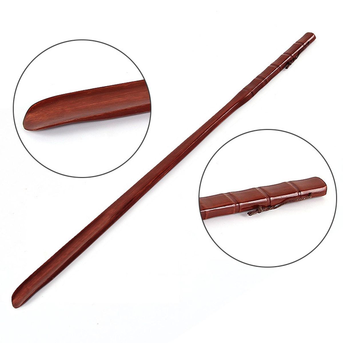 2Pcs Long Handle Wooden ShoeShoeShoehorn Portable Red Wood