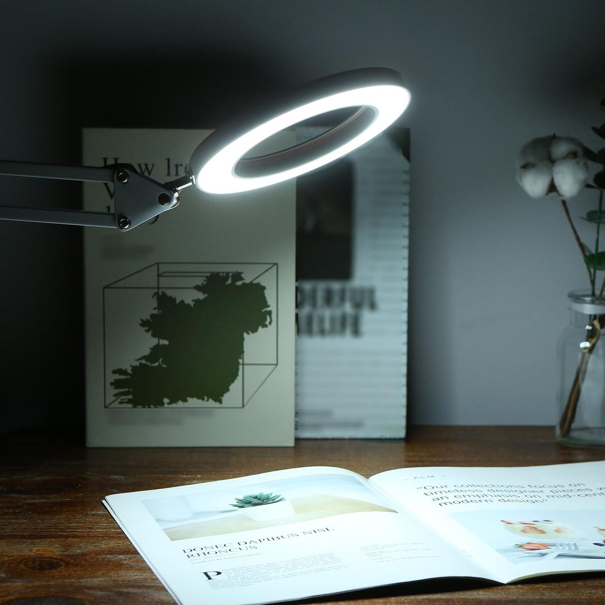Tomshine Flexible Clamp-on Table Lamp Swing Arm Dimmable LEDs Desk Light 3 Color Modes & 10 Brightness Levels Reading Working Studying Light