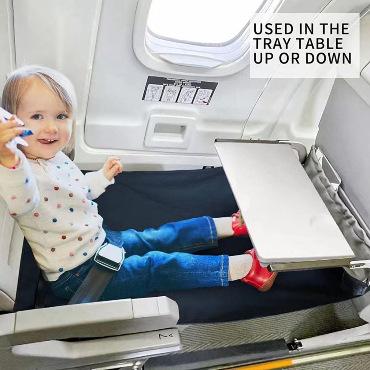 Seat Extender Travel Use Kids Airplane Footrest Seat Extender Black