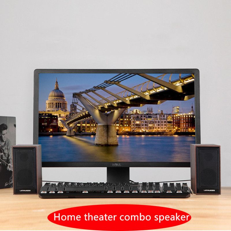 Wooden Computer Speakers Natural Wood Enclosure Desktop Speaker USB Powered Surround Laptop Speaker Wood Multimedia Loudspeakers