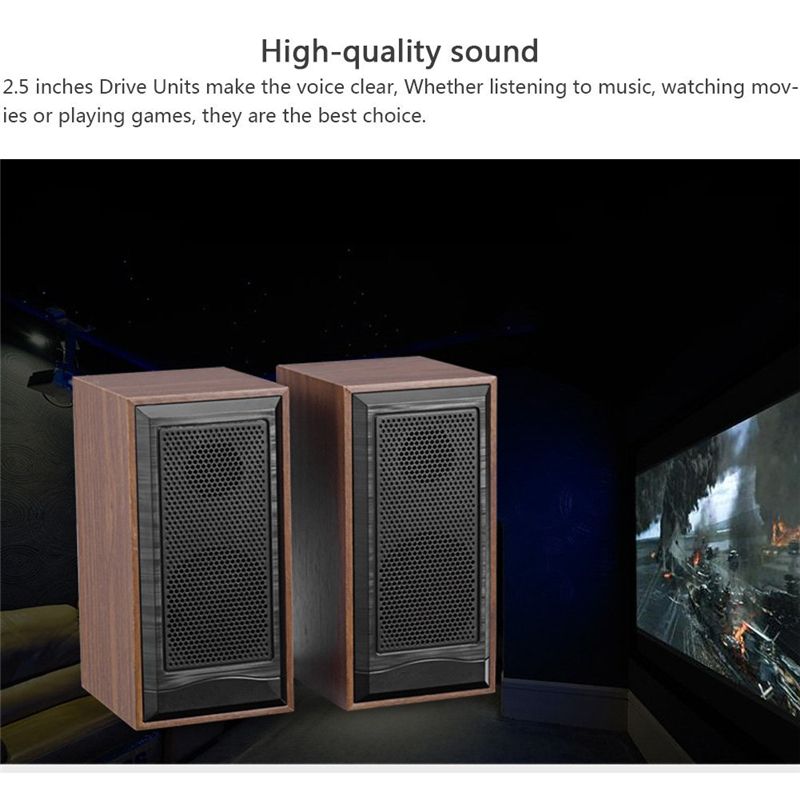Wooden Computer Speakers Natural Wood Enclosure Desktop Speaker USB Powered Surround Laptop Speaker Wood Multimedia Loudspeakers