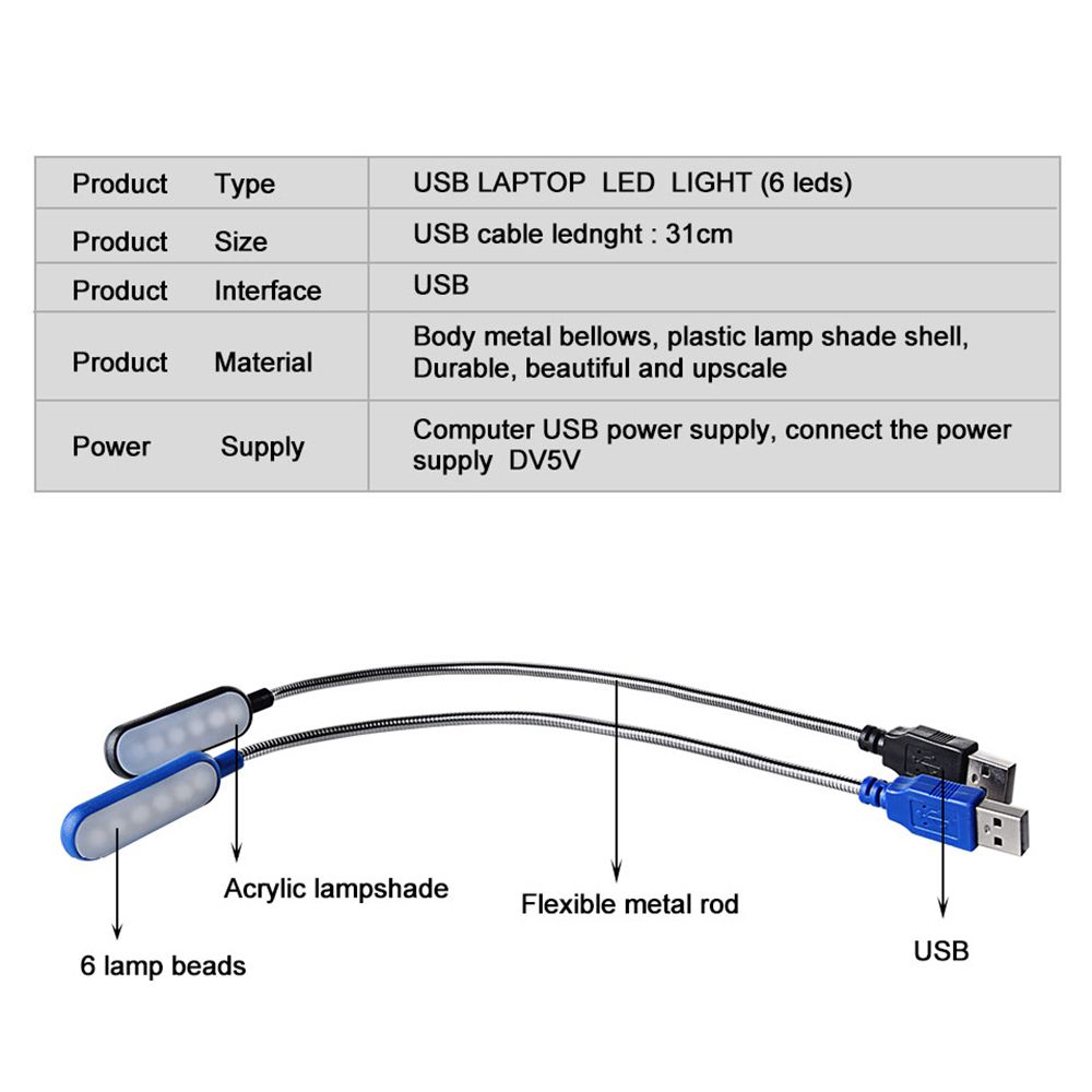 Bright LED Table Lamp USB DC 5V Flexo Reading Adjustable