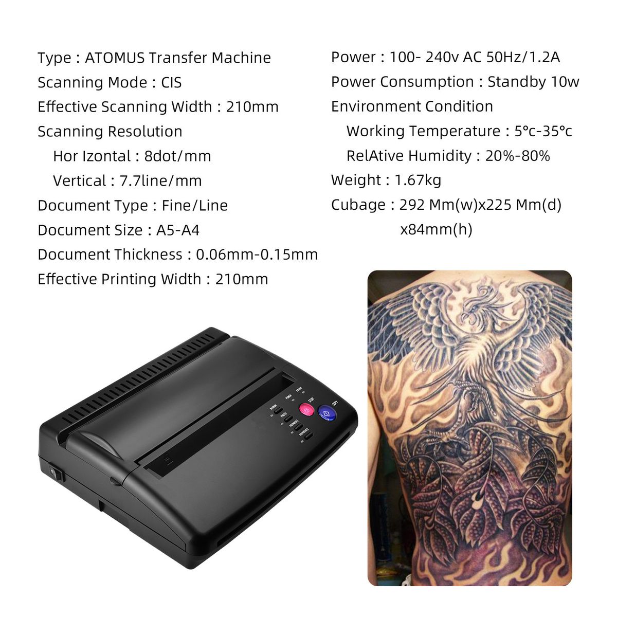 Tattoo Stencil Transfer Printer Machine With 30pcs Tattoo
