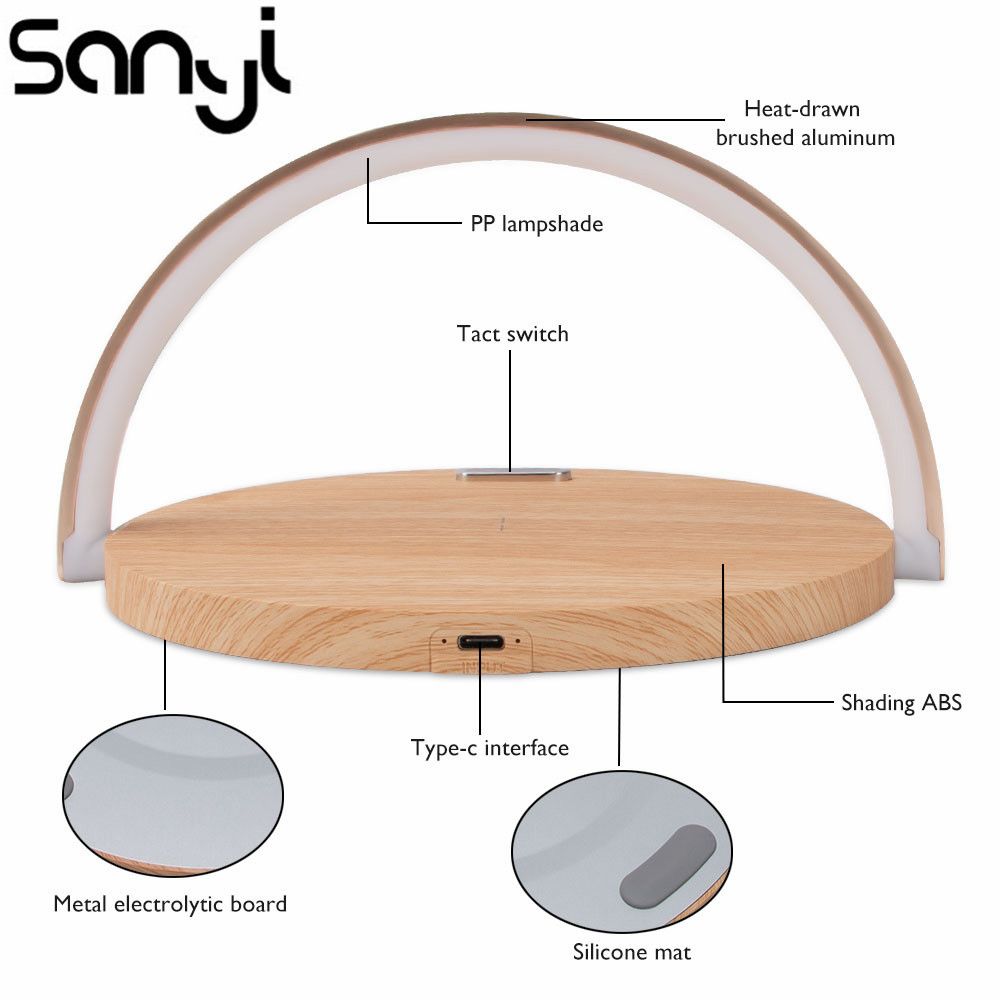LED Wireless Charger Table Lamp Foldable Night Desk Lamp