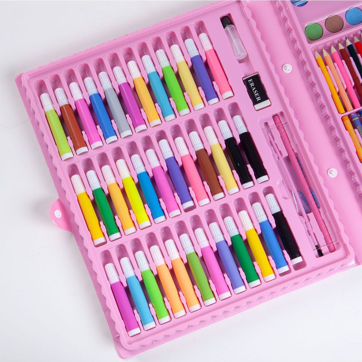 150PCS Colored Pencil Artist Kit Pen Brush Drawing Tools Set Kindergarten Supplies Crayon Marker Pink