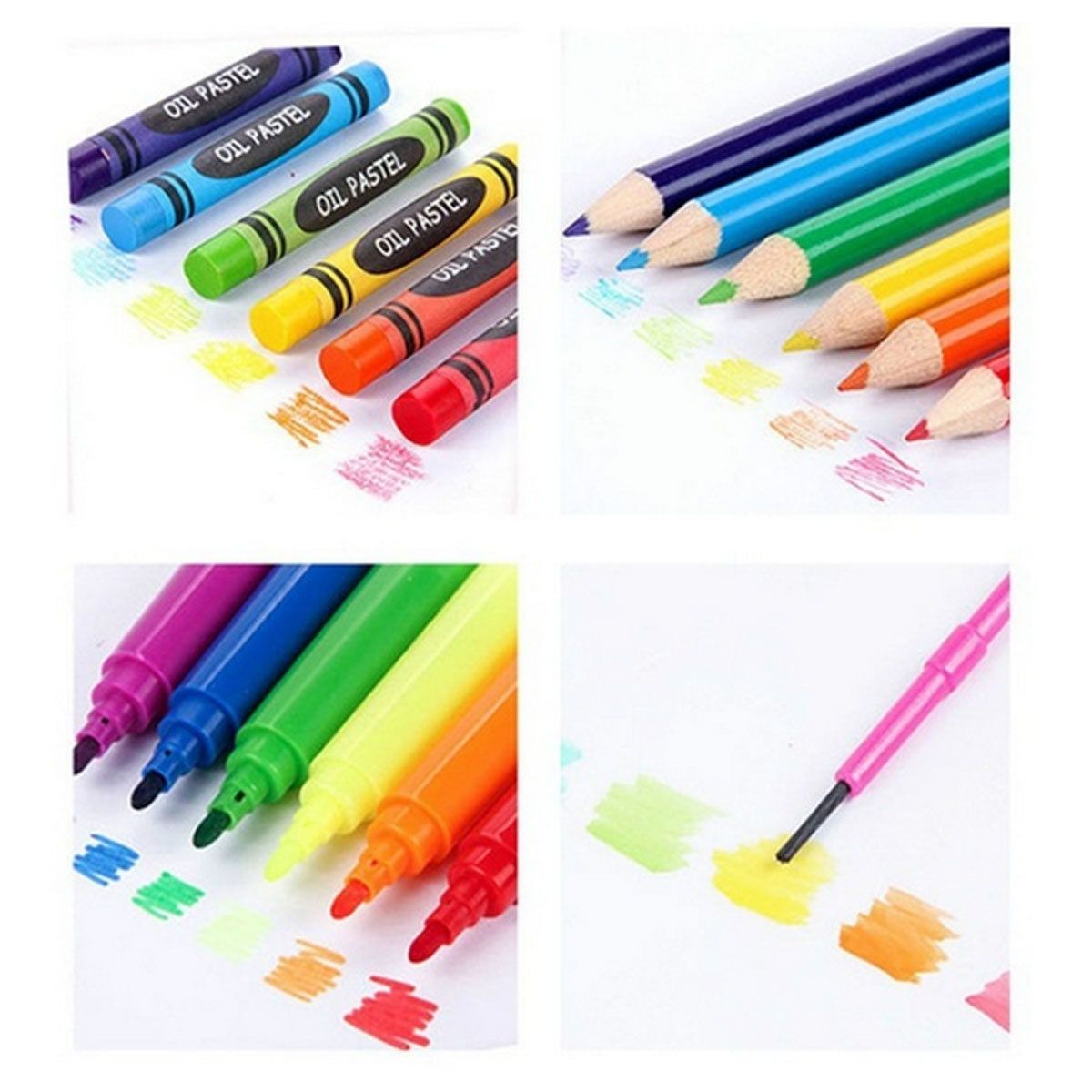 150PCS Colored Pencil Artist Kit Pen Brush Drawing Tools Set Kindergarten Supplies Crayon Marker Pink
