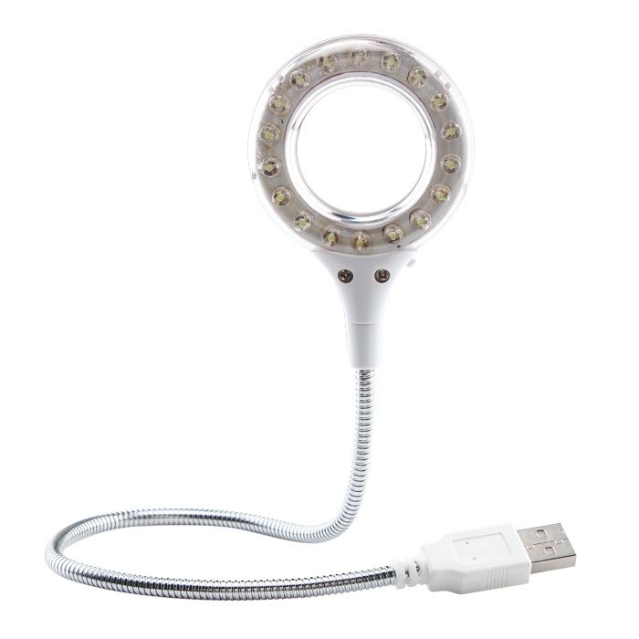 Magnifying Glass Shape Mini USB 18 Led Night Portable