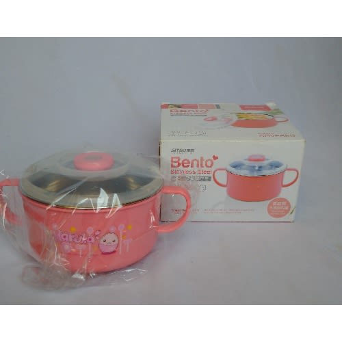 Stainless Steel Lunch Bowl With Lid - Pink - 300ml