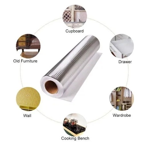 Self Adhesive Silver Wallpaper Contact Paper - 60cm X 3m