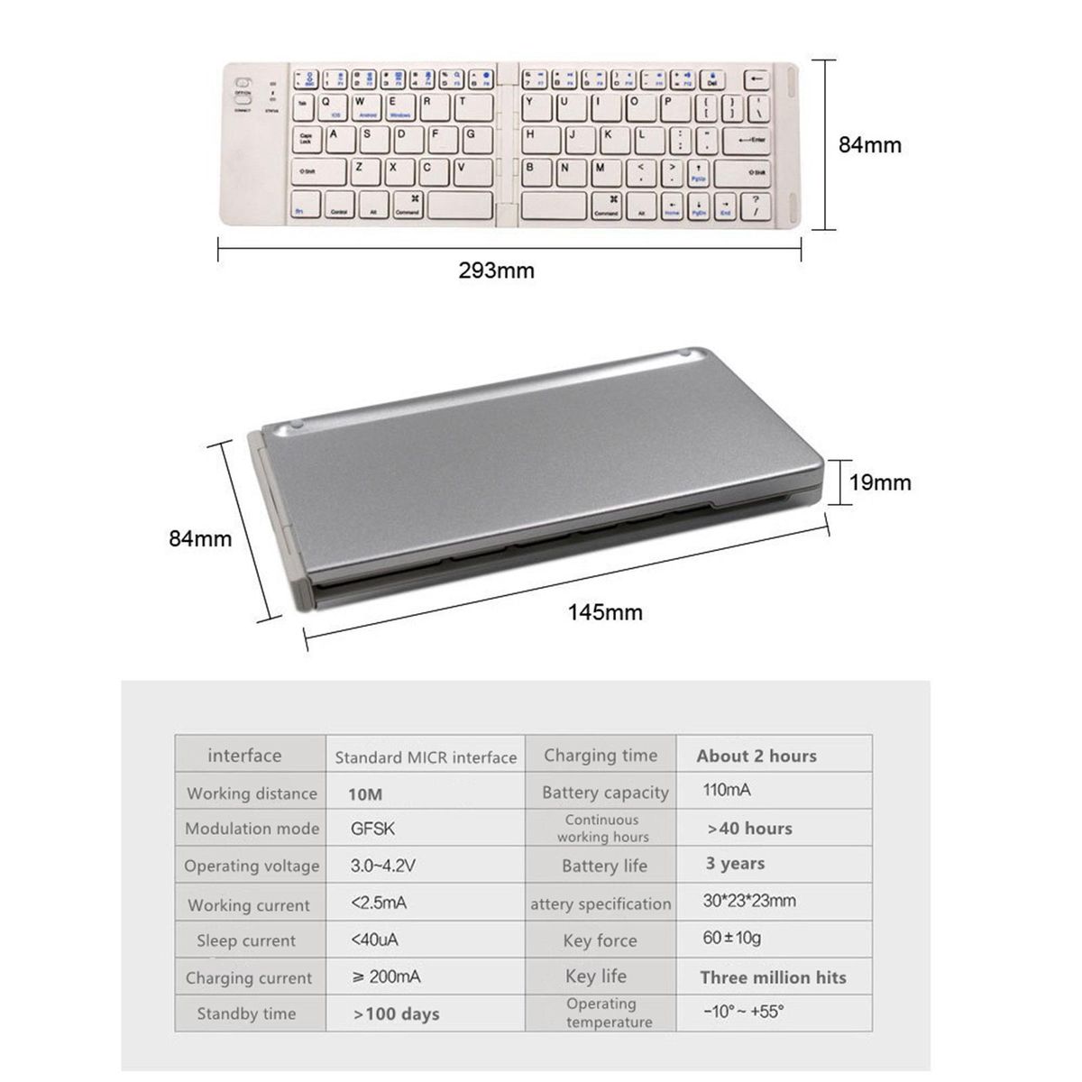 Folding Metal BT Keyboard (with case)