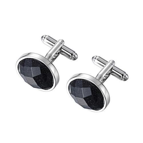 Cufflinks For Mens Shirt Cuffs Cufflink Silver Color Tangent Plane Blue Sandstone Cuff Links Gifts Tie Clips & Cufflinks