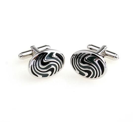 Classic Oval Enamel Cufflinks Snowflake Fingerprint Pattern Cuff Links Men's Jewelry Accessory