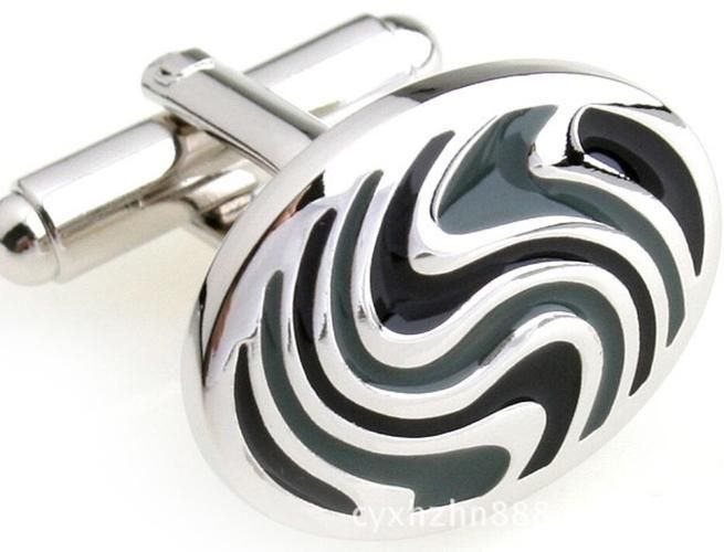 Classic Oval Enamel Cufflinks Snowflake Fingerprint Pattern Cuff Links Men's Jewelry Accessory