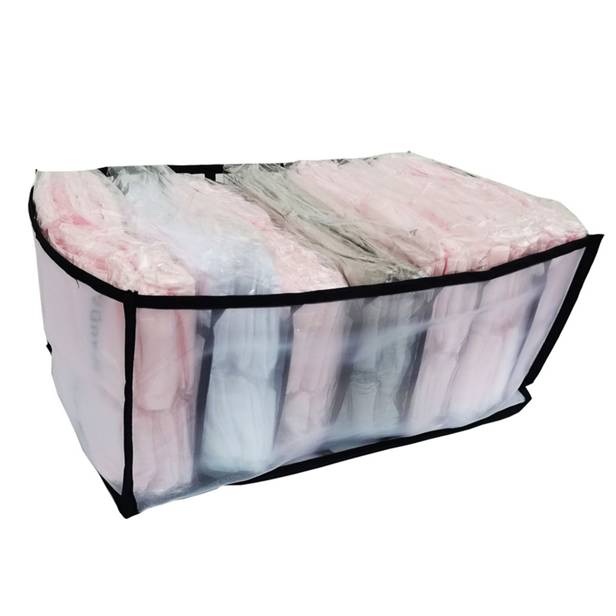 Foldable Individual Grid Clothes Storage Box Nylon-Black