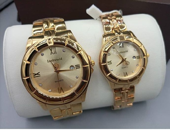 Luxury Brand Gold Chain  Wrist Watch For Couple