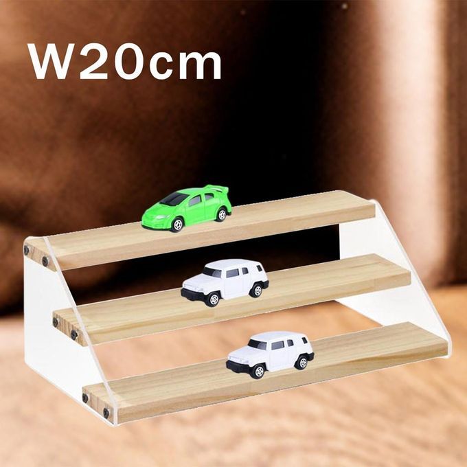 Clear Acrylic Wooden Display Stand,Acrylic Riser 3 Layer 7.9inch Width
