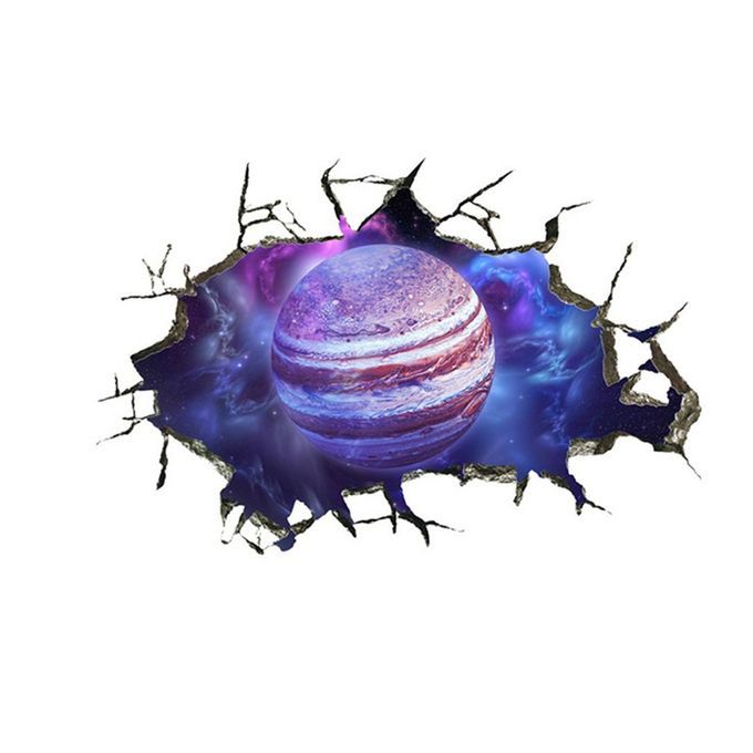 Broken Wall Galaxy Planet Sticker 3D Removable