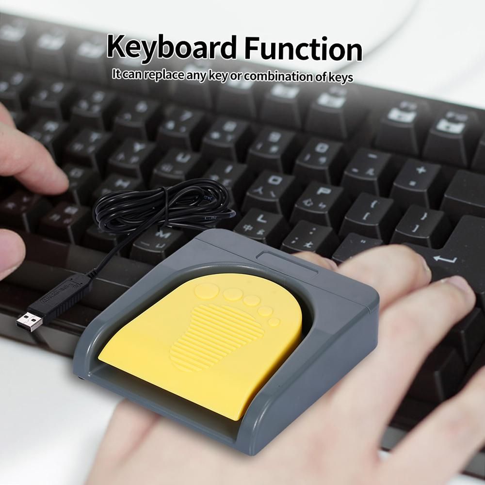 USB Single Foot Switch Game Control One Key Customized Computer Keyboard Action Pedal Grey with Yellow for Gamer Gaming Ethusiast