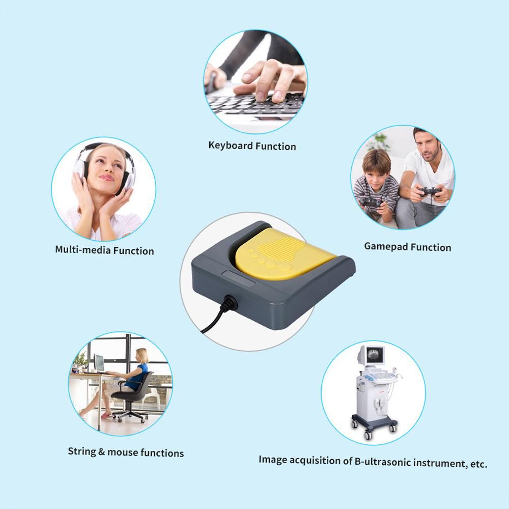 USB Single Foot Switch Game Control One Key Customized Computer Keyboard Action Pedal Grey with Yellow for Gamer Gaming Ethusiast