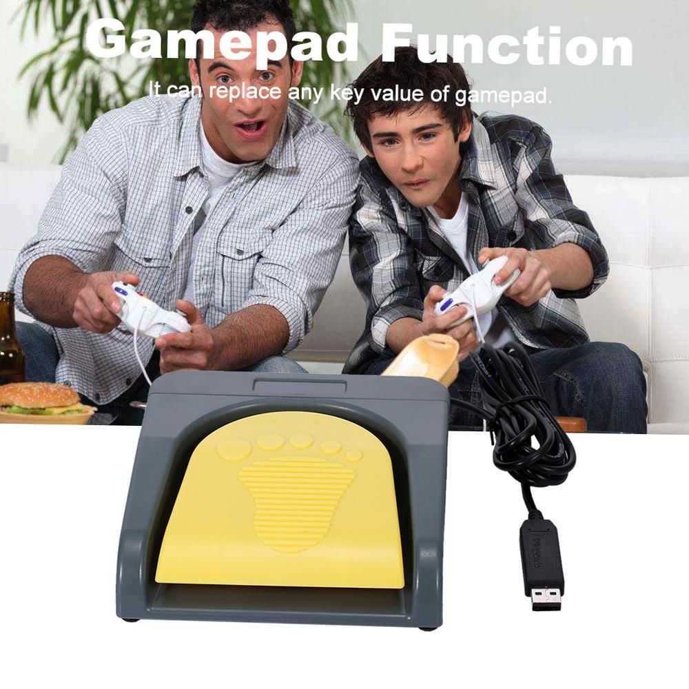 USB Single Foot Switch Game Control One Key Customized Computer Keyboard Action Pedal Grey with Yellow for Gamer Gaming Ethusiast
