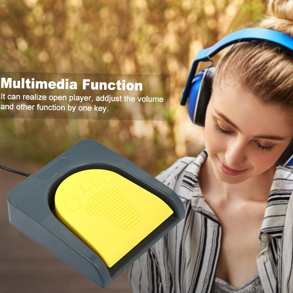 USB Single Foot Switch Game Control One Key Customized Computer Keyboard Action Pedal Grey with Yellow for Gamer Gaming Ethusiast
