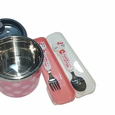 Girls Food Flask Spoon + Fork And Case Set