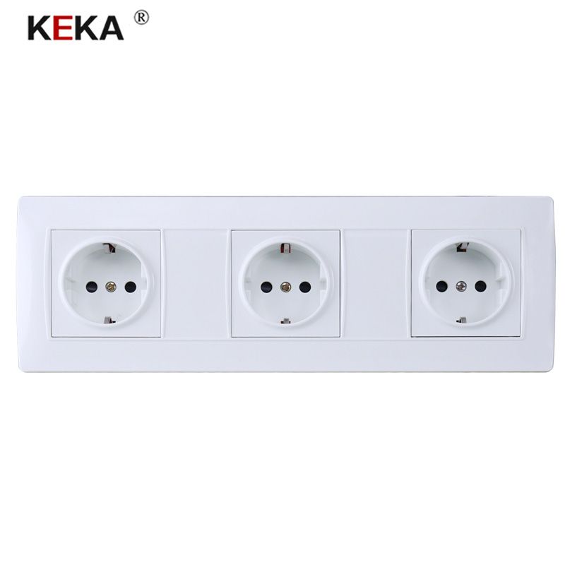 KEKA New EU Standard Pop Power Socket Outlet Panel Triple Wall Power Outlet Without Plug 3 Way Socket 16A Plug Power