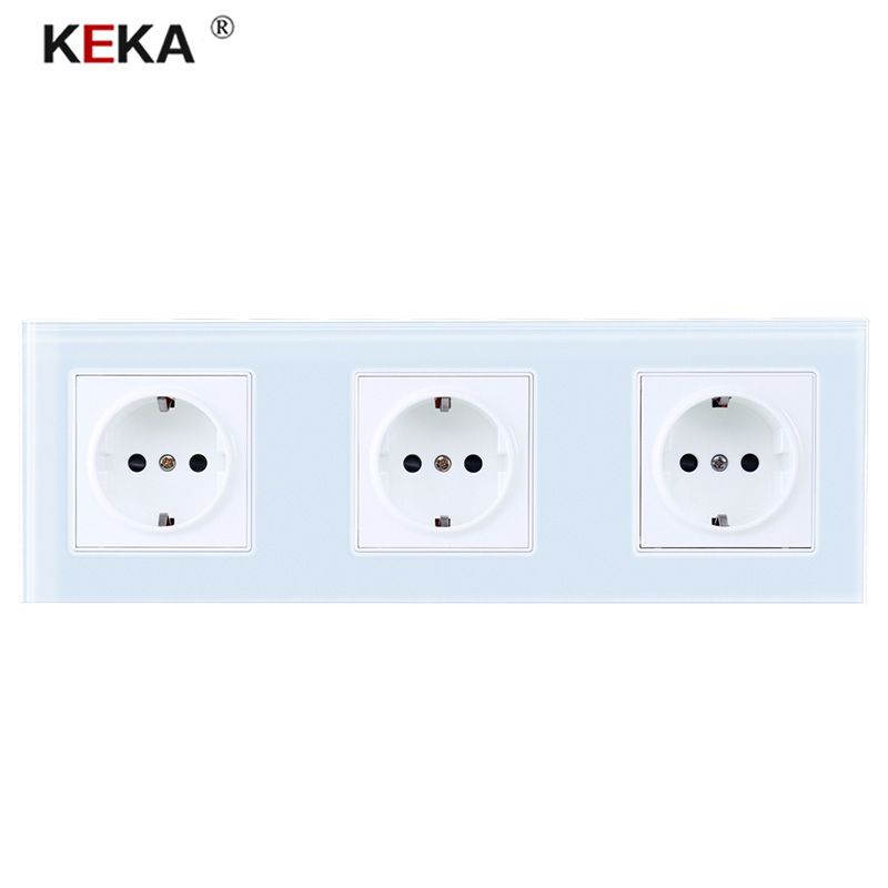KEKA New EU Standard Pop Power Socket Outlet Panel Triple Wall Power Outlet Without Plug 3 Way Socket 16A Plug Power
