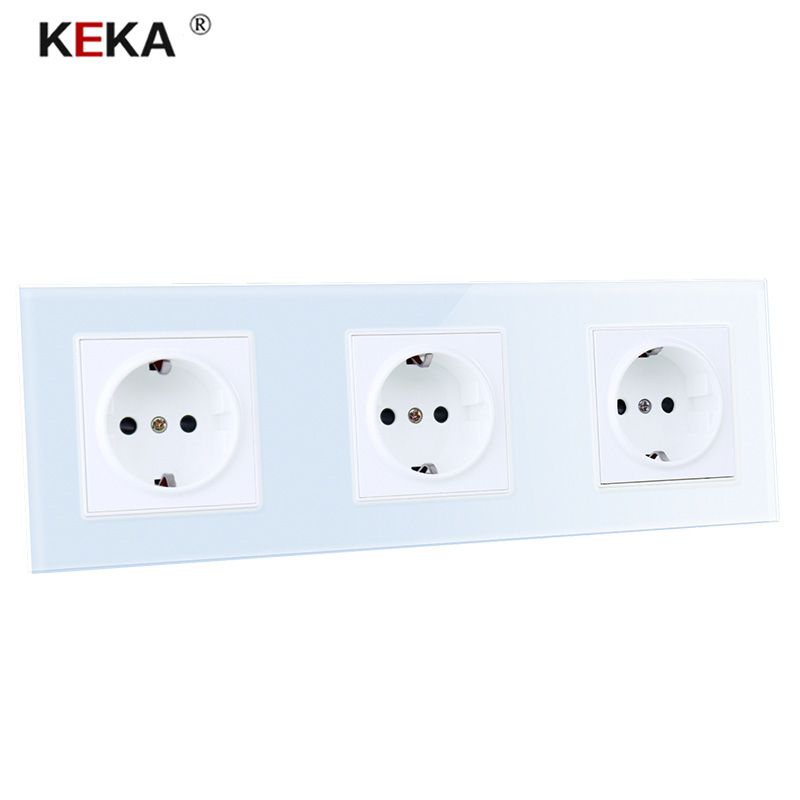 KEKA New EU Standard Pop Power Socket Outlet Panel Triple Wall Power Outlet Without Plug 3 Way Socket 16A Plug Power