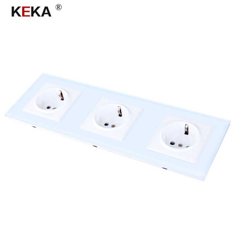 KEKA New EU Standard Pop Power Socket Outlet Panel Triple Wall Power Outlet Without Plug 3 Way Socket 16A Plug Power