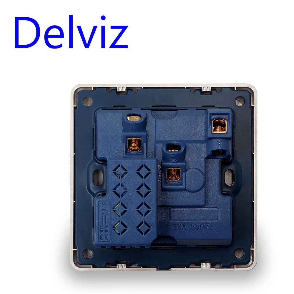 Delviz Wall Power Socket, 13A International Standard Universal 3 Hole, Switched Control LED Indicator, White/Golden AC 110 250V