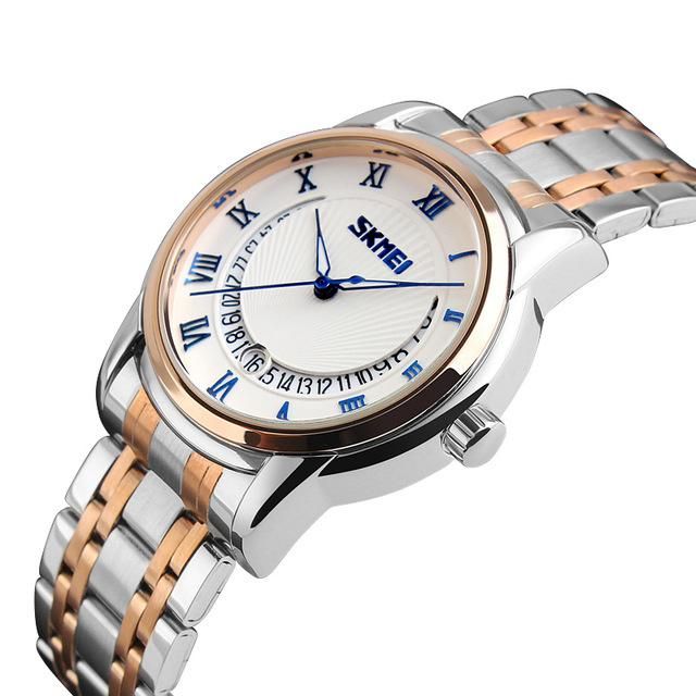 Stainless Steel Men Business Luxury Watch Men Famous Brand Quartz Watch Roman Numerals Male Wristwatch - Gold Black