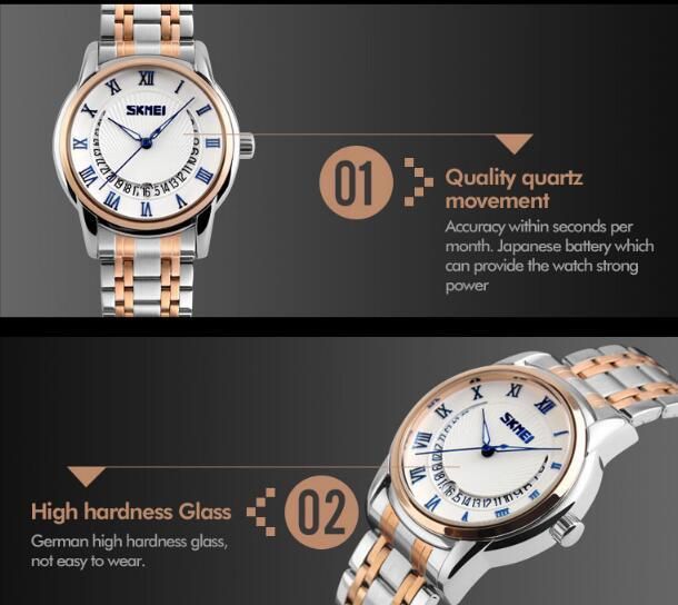 Stainless Steel Men Business Luxury Watch Men Famous Brand Quartz Watch Roman Numerals Male Wristwatch - Gold Black
