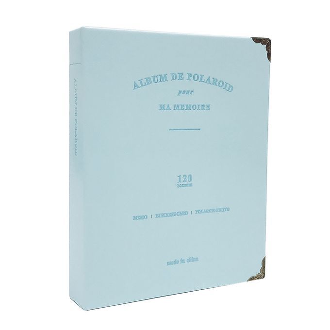 Faux Leather Spiral Bound DIY Family Memory Book-Sky Blue