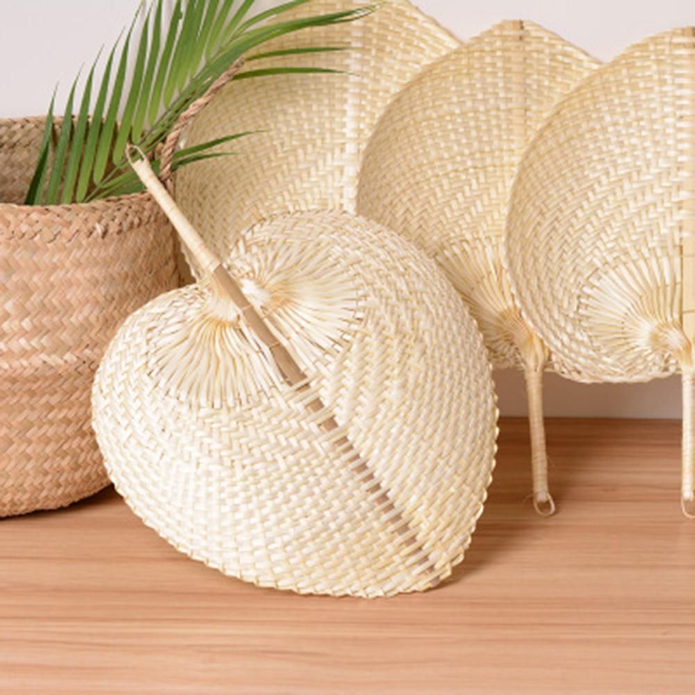 Woven DIY Summer Bamboo Cooling Artificial Home 1pc Shaped Pure DIY Natural Handmade Fan Woven Decoration Fan Heart