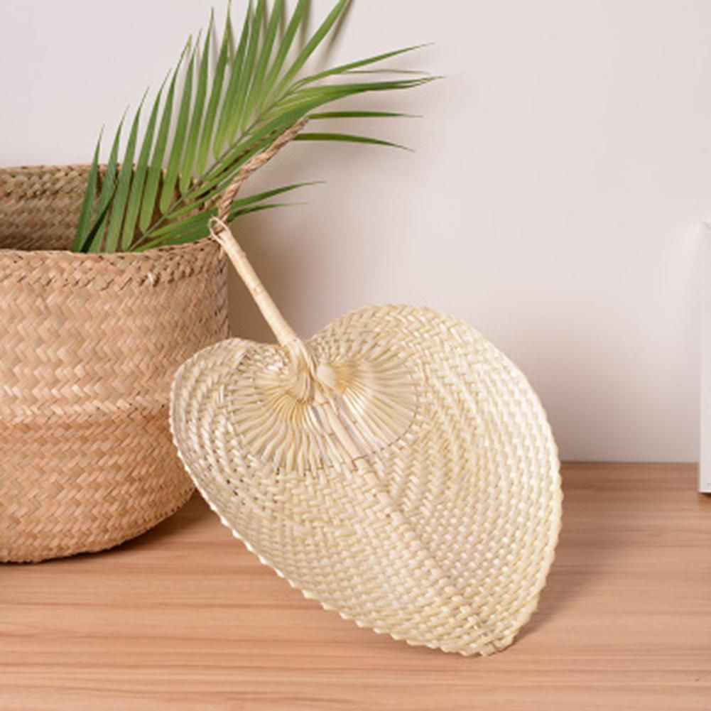 Woven DIY Summer Bamboo Cooling Artificial Home 1pc Shaped Pure DIY Natural Handmade Fan Woven Decoration Fan Heart