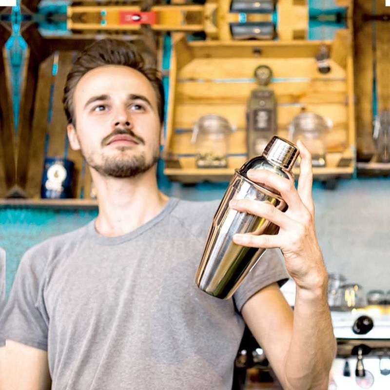 14 In 1 Stainless Steel Cocktail Shaker Tools Set With Bamboo Mount, Capacity: 750ml