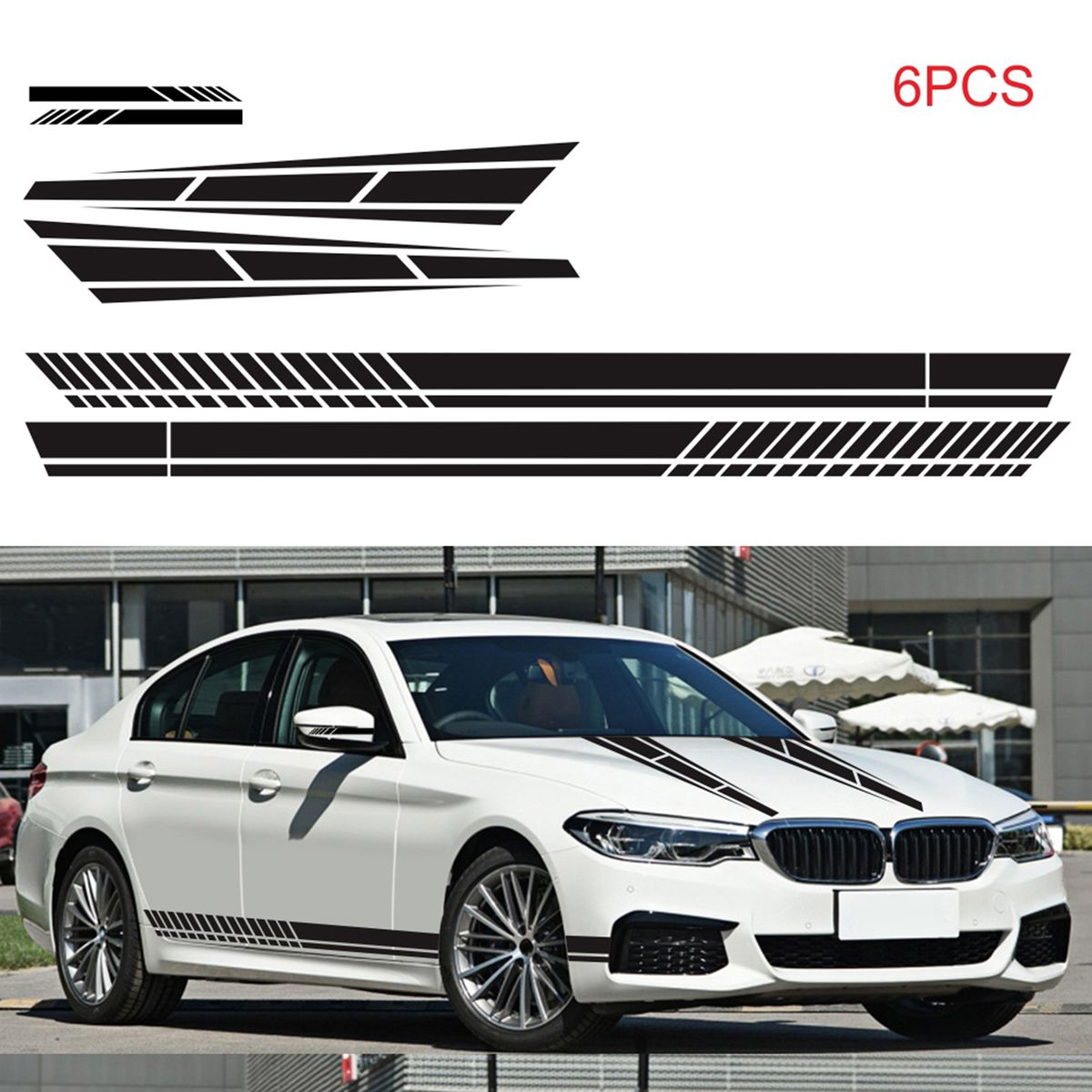 6PCS Car Stickers Strip Style Universal Car Hook Mirror Body