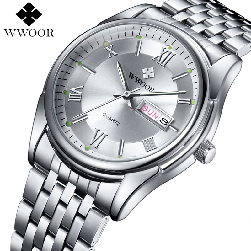 Watch Men 2019 Luxury Brand Stainless Steel  Wristwatches Men Waterproof Sport Business Wrist Watch Men Relogio Masculino(#silver With Tool)