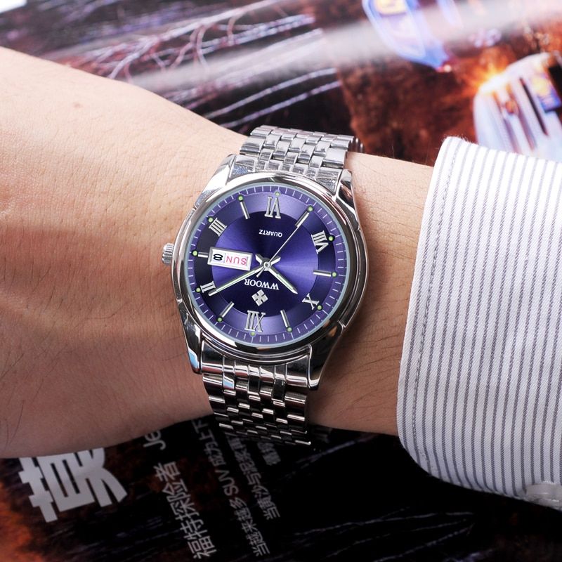 Watch Men 2019 Luxury Brand Stainless Steel  Wristwatches Men Waterproof Sport Business Wrist Watch Men Relogio Masculino(#silver With Tool)