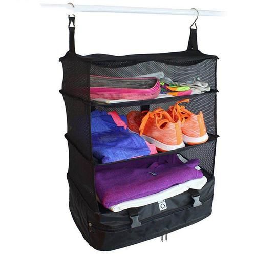 Luggage Bag Portable Luggage System Hanging Travel Bags Shelves 3 Layer Wardrobe Bag Large Storage Organizer Space Saving