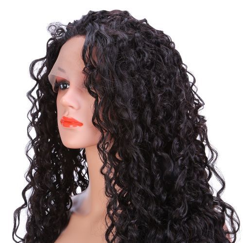 Women Fluffy Curly Long Lace Frontal Synthetic Wig