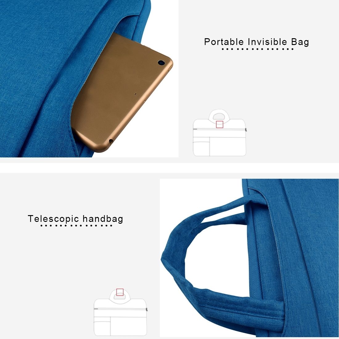 Universal Multiple Pockets Wearable Oxford Cloth Soft Portable Leisurely Handle Laptop Tablet Bag, For 12 Inch And Belowbook, Samsung, Lenovo, Sony, DELL Alienware, CHUWI, ASUS, HP (Black)