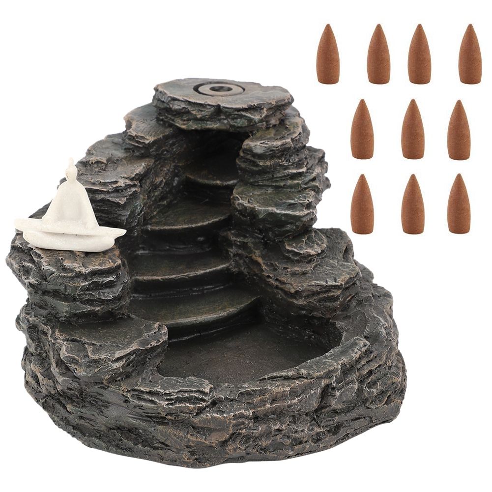 Unique Resin Backflow Censer Waterfall Mountain Incense